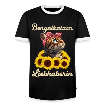 BENGALKATZEN LIEBHABERIN Bengal Katzenbesitzerin - Männer Kontrast-T-Shirt - Schwarz/Weiß - Vorne - AI Model Female 172 light (172cm) & AI Model Male 178 light (178cm)