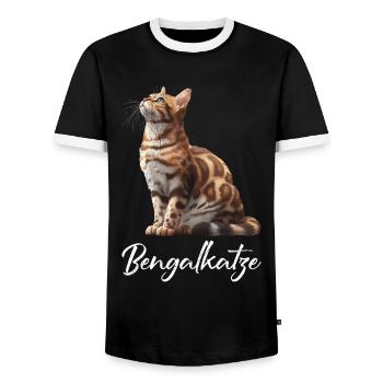 Bengalkatze Besitzer Bengalkatzen Liebhaber Bengal - Männer Kontrast-T-Shirt - Schwarz/Weiß - Vorne - AI Model Female 172 light (172cm) & AI Model Male 178 light (178cm)