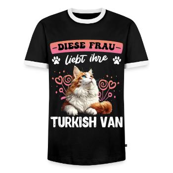 Maman chat CETTE FEMME ADORE SA CAMIONNETTE TURQUE - T-shirt contrasté Homme - noir/blanc - Devant - AI Model Female 172 light (172cm) & AI Model Male 178 light (178cm)