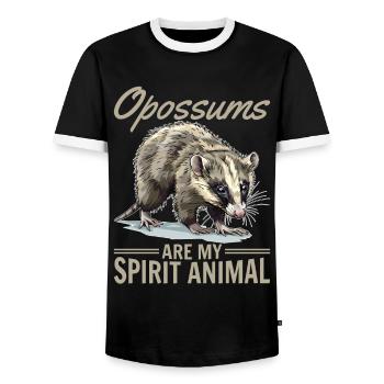 Funny Opossum Animal Opossums are my spirit animal - Männer Kontrast-T-Shirt - Schwarz/Weiß - Vorne - AI Model Female 172 light (172cm) & AI Model Male 178 light (178cm)
