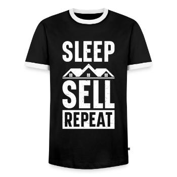 Real Estate Agent House Broker Real Estate Agent Real Estate - Men's Ringer Shirt - black/white - Front - AI Model Female 172 light (172cm) & AI Model Male 178 light (178cm)