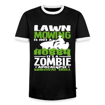 Landschaftsgärtner Rasen Mähen Zombie - Männer Kontrast-T-Shirt - Schwarz/Weiß - Vorne - AI Model Female 172 light (172cm) & AI Model Male 178 light (178cm)