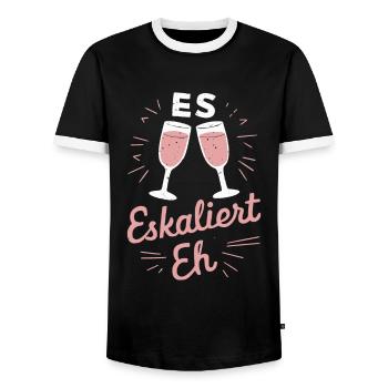 De toute façon, la situation s’intensifie ! – Coupe à Happy - T-shirt contrasté Homme - noir/blanc - Devant - AI Model Female 172 light (172cm) & AI Model Male 178 light (178cm)