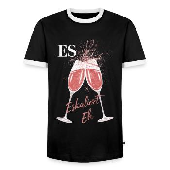 De toute façon, la situation s’intensifie ! – Coupe à Happy - T-shirt contrasté Homme - noir/blanc - Devant - AI Model Female 172 light (172cm) & AI Model Male 178 light (178cm)