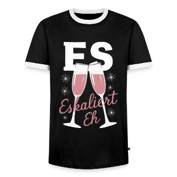 De toute façon, la situation s’intensifie ! – Coupe à Happy - T-shirt contrasté Homme - noir/blanc - Devant - AI Model Female 172 light (172cm) & AI Model Male 178 light (178cm)