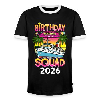 Escouade de croisière d’anniversaire 2026 - T-shirt contrasté Homme - noir/blanc - Devant - AI Model Female 172 light (172cm) & AI Model Male 178 light (178cm)