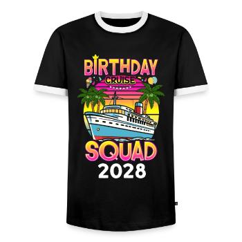 Birthday Cruise Squad 2028 - Männer Kontrast-T-Shirt - Schwarz/Weiß - Vorne - AI Model Female 172 light (172cm) & AI Model Male 178 light (178cm)