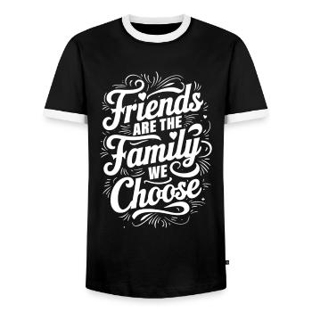 Freunde Sind Die Familie Die Wir Wählen - Männer Kontrast-T-Shirt - Schwarz/Weiß - Vorne - AI Model Female 172 light (172cm) & AI Model Male 178 light (178cm)
