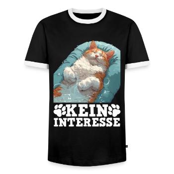Turc Van Lustig AUCUN INTÉRÊT Paresseux Têtu - T-shirt contrasté Homme - noir/blanc - Devant - AI Model Female 172 light (172cm) & AI Model Male 178 light (178cm)