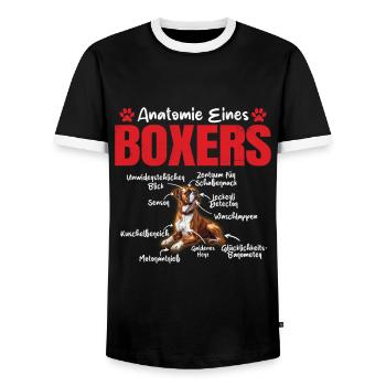 Boxer allemand ANATOMIE D’UN BOXEUR Drôle - T-shirt contrasté Homme - noir/blanc - Devant - AI Model Female 172 light (172cm) & AI Model Male 178 light (178cm)