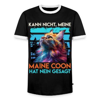 Maine Coon KANN NICHT MAINE COON SAGT NEIN - Männer Kontrast-T-Shirt - Schwarz/Weiß - Vorne - AI Model Female 172 light (172cm) & AI Model Male 178 light (178cm)