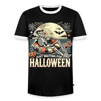 Spooky Cocktail Skeleton Shirt - Men's Ringer Shirt - black/white - Front - AI Model Female 172 light (172cm) & AI Model Male 178 light (178cm)