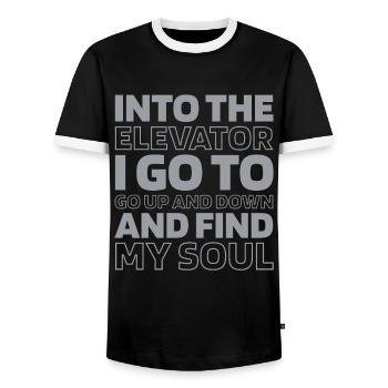 Elevator Elevator - Men's Ringer Shirt - black/white - Front - AI Model Female 172 light (172cm) & AI Model Male 178 light (178cm)