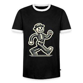 Squelette d’os d’Halloween de dessin animé vintage rétro - T-shirt contrasté Homme - noir/blanc - Devant - AI Model Female 172 light (172cm) & AI Model Male 178 light (178cm)