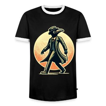 Plague Doctor Vintage Pest Doktor Halloween Kostüm - Männer Kontrast-T-Shirt - Schwarz/Weiß - Vorne - AI Model Female 172 light (172cm) & AI Model Male 178 light (178cm)