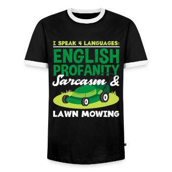 Landschaftsgärtner Sprachen - Männer Kontrast-T-Shirt - Schwarz/Weiß - Vorne - AI Model Female 172 light (172cm) & AI Model Male 178 light (178cm)