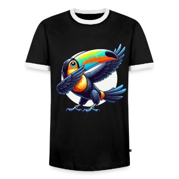 Toucan, Oiseau Tropical, Dabbing, Exotique - T-shirt contrasté Homme - noir/blanc - Devant - AI Model Female 172 light (172cm) & AI Model Male 178 light (178cm)