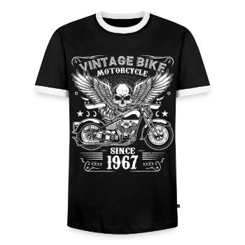 1967 Vintage Motorcycle Biker Birthday Born In 1967 - Men's Ringer Shirt - black/white - Front - AI Model Female 172 light (172cm) & AI Model Male 178 light (178cm)