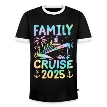 Croisière Famille 2025 - T-shirt contrasté Homme - noir/blanc - Devant - AI Model Female 172 light (172cm) & AI Model Male 178 light (178cm)