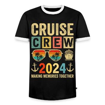 Cruise Crew 2024 - Men's Ringer Shirt - black/white - Front - AI Model Female 172 light (172cm) & AI Model Male 178 light (178cm)