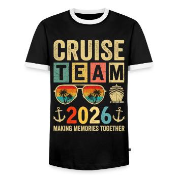 Cruise Team 2026 - Men's Ringer Shirt - black/white - Front - AI Model Female 172 light (172cm) & AI Model Male 178 light (178cm)