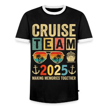 Cruise Team 2025 - Men's Ringer Shirt - black/white - Front - AI Model Female 172 light (172cm) & AI Model Male 178 light (178cm)