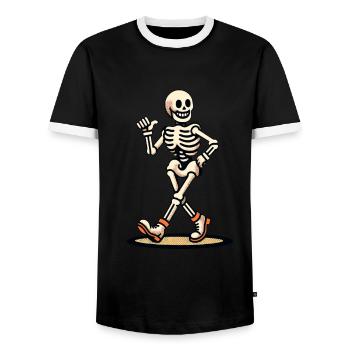 Funny Retro Cartoon Halloween Costume Decoration - Men's Ringer Shirt - black/white - Front - AI Model Female 172 light (172cm) & AI Model Male 178 light (178cm)