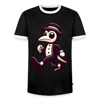 Rétro Vintage Dessin animé Halloween Costume Décoration - T-shirt contrasté Homme - noir/blanc - Devant - AI Model Female 172 light (172cm) & AI Model Male 178 light (178cm)