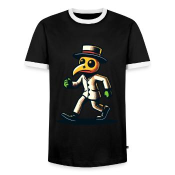 Rétro Vintage Dessin animé Halloween Costume Décoration - T-shirt contrasté Homme - noir/blanc - Devant - AI Model Female 172 light (172cm) & AI Model Male 178 light (178cm)