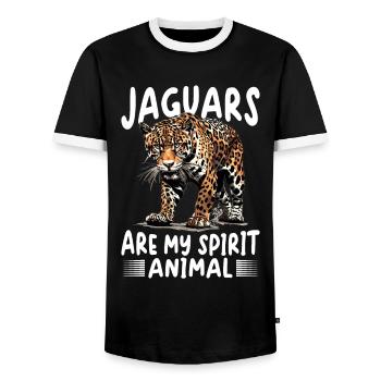 Funny Jaguar Animal Jaguars are my spirit animal - Men's Ringer Shirt - black/white - Front - AI Model Female 172 light (172cm) & AI Model Male 178 light (178cm)