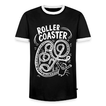Roller Coaster Rider Fun Ride - Men's Ringer Shirt - black/white - Front - AI Model Female 172 light (172cm) & AI Model Male 178 light (178cm)