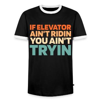 Elevator Elevator - Men's Ringer Shirt - black/white - Front - AI Model Female 172 light (172cm) & AI Model Male 178 light (178cm)