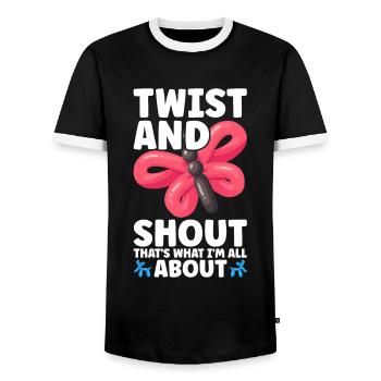 Balloon Twister Ballonkünstler Ballontiere - Männer Kontrast-T-Shirt - Schwarz/Weiß - Vorne - AI Model Female 172 light (172cm) & AI Model Male 178 light (178cm)