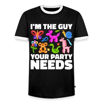Balloon Twister Ballonkünstler Ballontiere - Männer Kontrast-T-Shirt - Schwarz/Weiß - Vorne - AI Model Female 172 light (172cm) & AI Model Male 178 light (178cm)