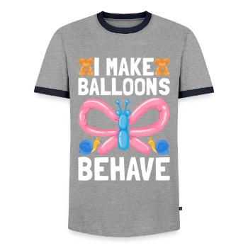 Ballon Twister Ballon Artiste Ballon Animaux - T-shirt contrasté Homme - gris/marine  - Devant - AI Model Female 172 light (172cm) & AI Model Male 178 light (178cm)