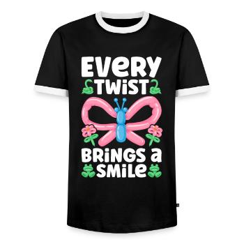 Balloon Twister Ballonkünstler Ballontiere - Männer Kontrast-T-Shirt - Schwarz/Weiß - Vorne - AI Model Female 172 light (172cm) & AI Model Male 178 light (178cm)