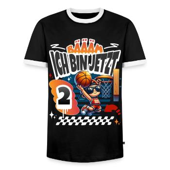 Basketball Bääm Ich Bin Jetzt 2. Geburtstag - Männer Kontrast-T-Shirt - Schwarz/Weiß - Vorne - AI Model Female 172 light (172cm) & AI Model Male 178 light (178cm)