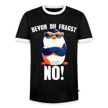 Before you ask: Nope! Sarcasm Funny Penguin - Men's Ringer Shirt - black/white - Front - AI Model Female 172 light (172cm) & AI Model Male 178 light (178cm)
