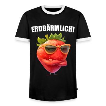 Pathétique! Graphique Fraise Sarcasme Drôle - T-shirt contrasté Homme - noir/blanc - Devant - AI Model Female 172 light (172cm) & AI Model Male 178 light (178cm)