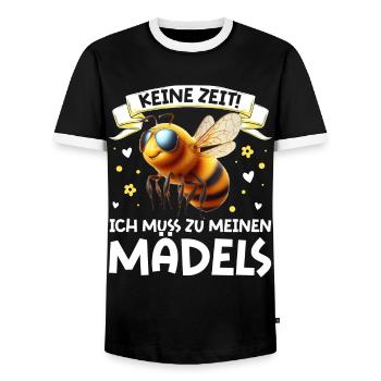 No time I have to bee to my girls - Men's Ringer Shirt - black/white - Front - AI Model Female 172 light (172cm) & AI Model Male 178 light (178cm)