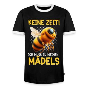 No time I have to bee to my girls - Men's Ringer Shirt - black/white - Front - AI Model Female 172 light (172cm) & AI Model Male 178 light (178cm)