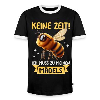 No time I have to bee to my girls - Men's Ringer Shirt - black/white - Front - AI Model Female 172 light (172cm) & AI Model Male 178 light (178cm)