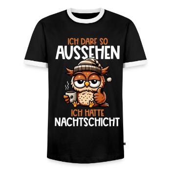 I'm allowed to look like I had night shift owl - Men's Ringer Shirt - black/white - Front - AI Model Female 172 light (172cm) & AI Model Male 178 light (178cm)