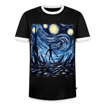 Dover Dämon Kryptide Kryptozoologie Sternennacht M - Männer Kontrast-T-Shirt - Schwarz/Weiß - Vorne - AI Model Female 172 light (172cm) & AI Model Male 178 light (178cm)