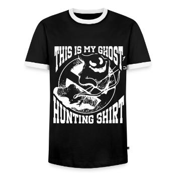 C’est ma chemise de chasse aux fantômes Chasseur paranormal - T-shirt contrasté Homme - noir/blanc - Devant - AI Model Female 172 light (172cm) & AI Model Male 178 light (178cm)