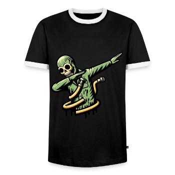 Dabbender Zombie Lustiges Dabbing Design - Männer Kontrast-T-Shirt - Schwarz/Weiß - Vorne - AI Model Female 172 light (172cm) & AI Model Male 178 light (178cm)