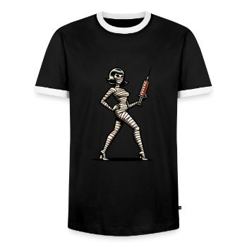 Mumien Krankenschwester Pflegekraft Arzthelfer - Männer Kontrast-T-Shirt - Schwarz/Weiß - Vorne - AI Model Female 172 light (172cm) & AI Model Male 178 light (178cm)