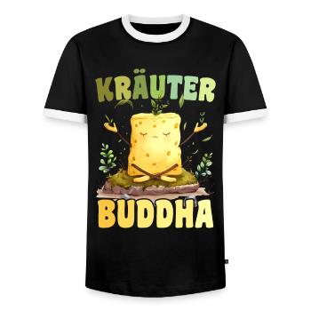 Herbes Beurre HerbesBouddha Drôle Yoga Méditation - T-shirt contrasté Homme - noir/blanc - Devant - AI Model Female 172 light (172cm) & AI Model Male 178 light (178cm)