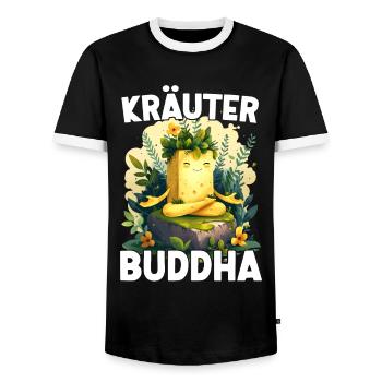 Herbes Beurre HerbesBouddha Yoga Méditation Drôle - T-shirt contrasté Homme - noir/blanc - Devant - AI Model Female 172 light (172cm) & AI Model Male 178 light (178cm)