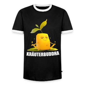Herbes Beurre HerbesBouddha Méditation Yoga Drôle - T-shirt contrasté Homme - noir/blanc - Devant - AI Model Female 172 light (172cm) & AI Model Male 178 light (178cm)